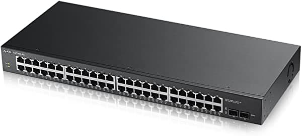 Zyxel - Conmutador De Montaje En Rack De 24 Puertos Gigabit Ethernet Con Diseño Sin Ventilador [Gs1900-24] Negro GS1900-48