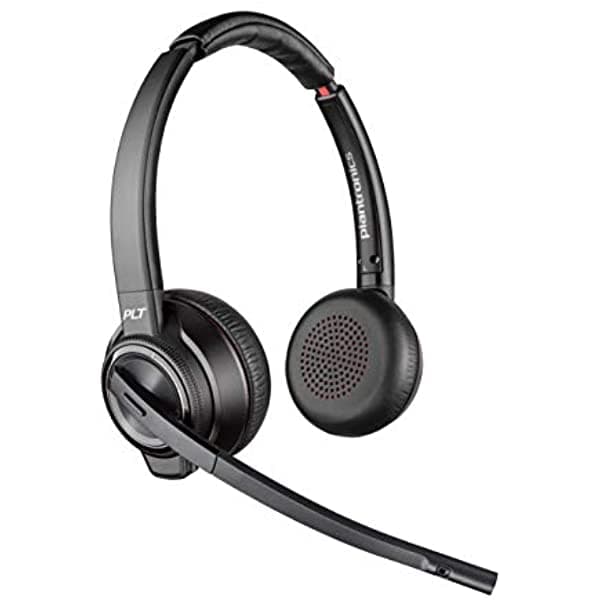 Plantronics - Auriculares Inalámbricos de Oficina Savi 8220 (Poly) - Doble Oreja (Estéreo) - Compatible para Conectar a PC/Mac o al Teléfono Celular a Través de Bluetooth - Funciona con Equipos (Certificados) Zoom