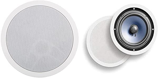 Polk Audio Mc80 - Altavoz De 2 Vías En El Techo De 7.9 In (Individual) Blanco Y Rc80I De 2 Vías Premium En El Techo Altavoces Redondos De 7.9 In Juego De 2 Perfectos (Blanco Rejilla Pintable)