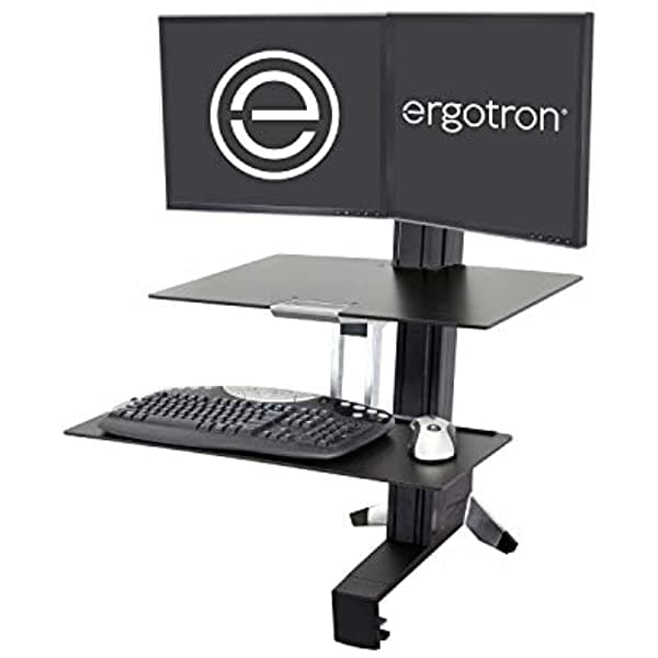 Ergotron Workfit-S - Convertidor De Escritorio De Pie De Doble Monitor Estación De Trabajo De Pie Para Mesas - Con Superficie De Trabajo Color Negro 33-349-200
