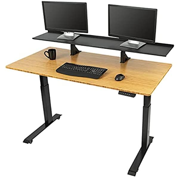 S Stand Up Desk Descripción De Pie Almacenamiento De La Altura Eléctrica De Altura De Altura De Altura De Pie De Pie Marco Negro Bamboo Top 60 De Ancho A Pedid SUDE60-BB
