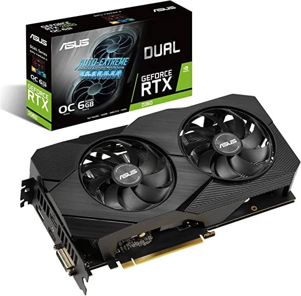 Asus Geforce Rtx 2060 Overclocked 6G Gddr6 Dual-Fan Evo Edition Vr Ready Hdmi Displayport Dvi Tarjeta Gráfica (Dual-Rtx2060-O6G-Evo)