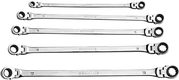 Mountain Rm6 Juego De Llaves De Trinquete Reversibles De Doble Caja Métrica De 0.315 In A 0.709 In Diseño De 90 Dientes Largo Flexible Reversible Paquete De 4 KIT-RM6