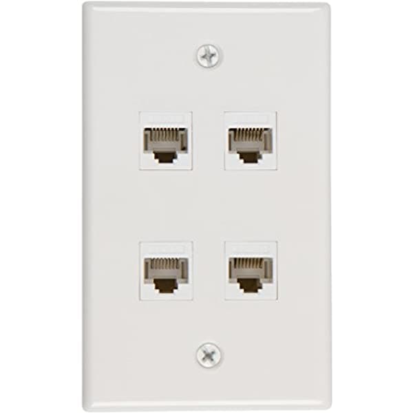 Buyer'S Point - Placa De Pared De 1 Puerto Cat6 Hembra-Hembra De Bajo Voltaje Con Dispositivo De Montaje Color Blanco 1011_100