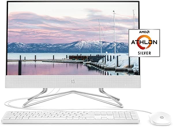 HP Computadora de escritorio todo en uno de 22 pulgadas procesador AMD Athlon Silver 3050U 4 GB de RAM 256 GB SSD Windows 10 Home (22-DD0010 Blanco) Blanco Nieve