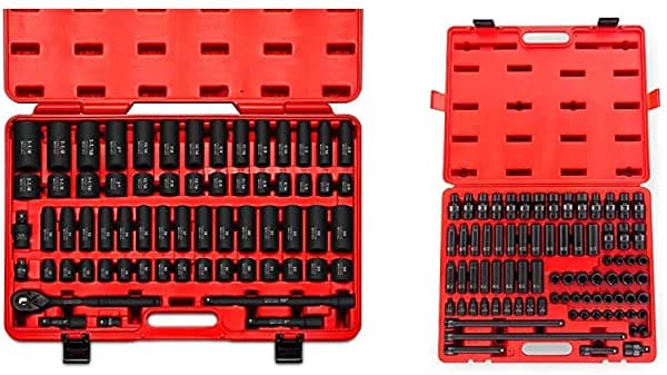 Neiko 02448A Juego De Llaves De Impacto De 1/2 Pulgadas Surtido De 65 Piezas De Profundo Y Poco Profundo Sae Estándar (3/8" A 1-1/4") Y Tamaños Métricos (10-24 Mm) | Incluye Adaptadores Y Mango De Trinquete