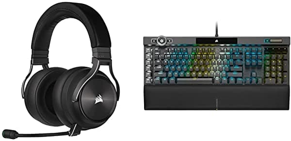 Corsair Virtuoso Rgb - Auriculares Inalámbricos Xt De Alta Fidelidad Con Bluetooth Y Audio Espacial Funciona Con Mac Pc Ps5 Ps4 Xbox Series X/S - Slate & K100 Rgb Teclado Mecánico Para Juegos