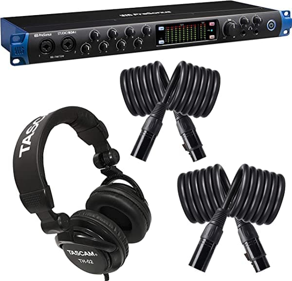 Presonus Studio 1824C 18X20 192 Khz Usb-C Audio Placa 8 Mic Pres-10 Línea Outs-Adat + Mezcla Auricular Par Del Bulldle De Cable Emb Xlr 1824C-Th02-Omb 1824C-TH02-EMBXLR