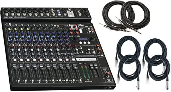 Peavey Pv 14 En 12 Canales Auto-Tune Mixer 6 Cables 03612630 BUNDLE
