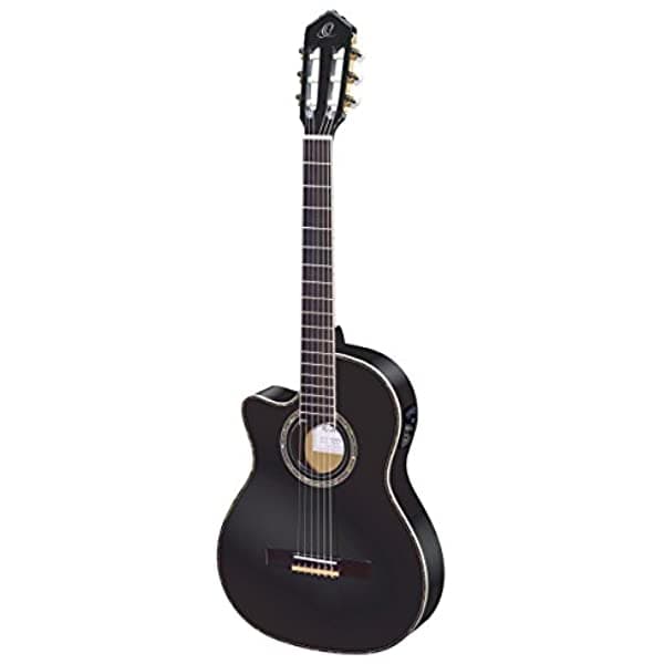 Ortega Guitarra Clásica 6 Cuerdas Family Series Pro Tapa Maciza Solidline Para Zurdos Electroacústica Nylon Funda RCE145LBK