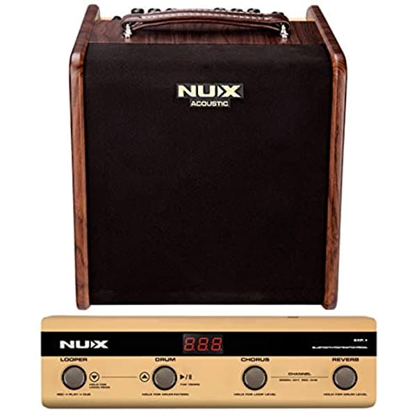 Nux Stageman De 50 Vatios Guitarra Acústica Amplificador Bluetooth Control Pedal Incorporado 60 Segundos Looper20 Estilos De Ritmo De Tambores