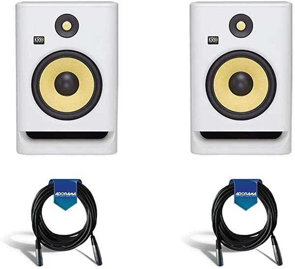 Krk 2 Pack Rokit 5 G4 5" Potenciados White Noise Near-Field Monitor De Estudio Respuesta De Frecuencia De 43Hz-40Khz - Con 2 Paquetes De 20' 0.236 In Cable De Micrófono Xlr De Goma