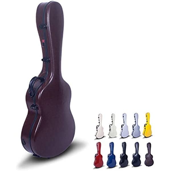 Crossrock CRF1000CBRL Estuche Rígido de Fibra de Vidrio para Guitarra Clásica - Estilo Mochila 4/4 Tamaño Completo, en Cuero Marrón