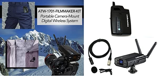 Audio-Technica System 10 ATW-1701 Sistema Inalámbrico Portátil de Montaje en Cámara con Micrófono Corbatero Profesional Unidireccional AT831cW