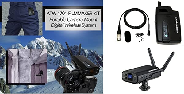 Audio-Technica System 10 ATW-1701 Sistema Inalámbrico Portátil de Montaje en Cámara con Micrófono Corbatero Profesional Omnidireccional