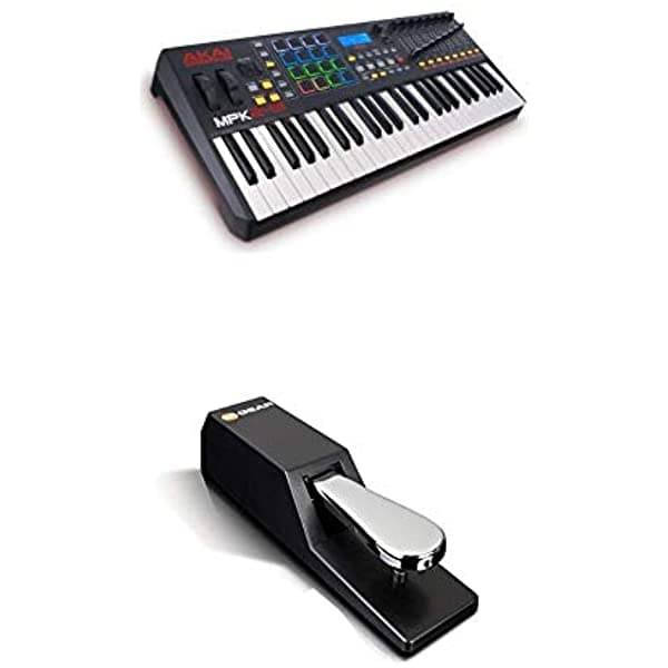 Paquete Beat Maker - Teclado Controlador MIDI USB de 49 Teclas con 16 Pads de Batería, Pedal de Sustain y Pro Software Suite - Akai Pro MPK249 + M-Audio SP-2
