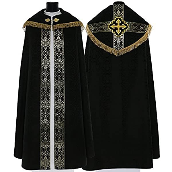Vestments & Chasubles Black Gothic Cope Vestment K113-CZ25f (negro)