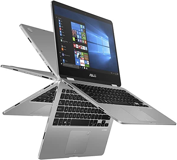 ASUS TP401MA-YS02 Vivobook Flip 2-en-1 con Pantalla Táctil HD Delgada, Laptop con Procesador Intel Celeron de 2.6GHz, 4GB de RAM, 64GB eMMC, Windows 10 S, 14 pulgadas