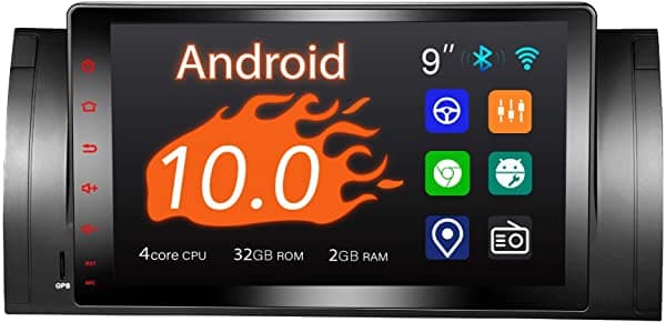AMASE AUDIO Estéreo Del Coche 1 Din Para Bmw Serie 5 E39 M5 X 5 9 "Pantalla Táctil Dsp+ Soporte Apple Carplay Android Auto Apple Carplay/Gps Navi/Fast Boot/Backup Camera/Obdii
