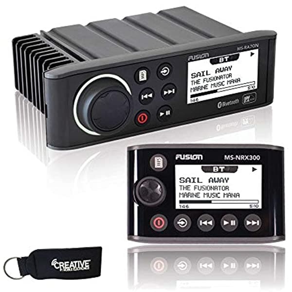 Fusion Ms-Ra70N Sistema De Entretenimiento Marino Con Bluetooth Y Nmea 2000 + Fusion Ms-Nrx300 Ipx7 Nmea 2000 Con Mando A Distancia Con Cable