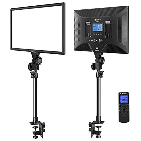 Dazzne - Juego De 2 Soportes Para Mesa De Escritorio Luz Led De Vídeo (3000 A 8000 K 45 W 3600 Lm Intensidad Regulable 0 A 100 % De Brillo Luz Suave Para Videojuegos De Youtube Y Fotografía En Directo D50-T2-Desk