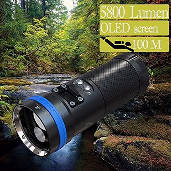 Jsx Kit De Linterna De Buceo Pantalla Oled Cree Xhp70.2 Xhp35 Hi Max 5800 Lúmenes Bajo El Agua 215M Linterna De Buceo Con Cargador De Batería