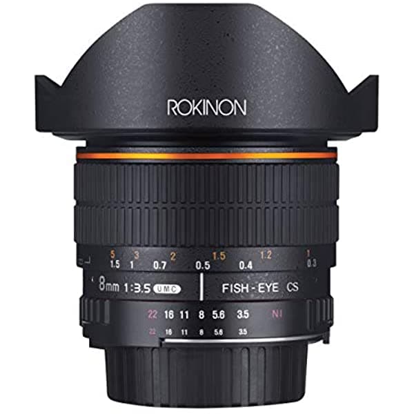 Rokinon 8mm f/3.5 Fisheye Aspherical para Nikon F - Lente ojo de pez ideal para tomas amplias y creativas FE8M-N