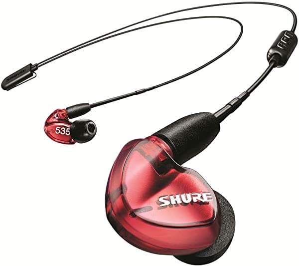 Shure SE535 BT2 auriculares in-ear inalámbricos con aislamiento de sonido de alta definición + graves naturales tres controladores Bluetooth 5 ajuste seguro cable desmontable calidad duradera color rojo SE535LTD+BT2