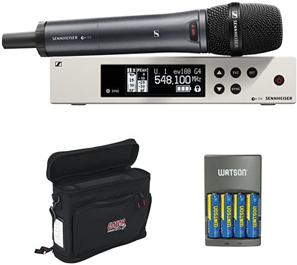 Sennheiser Ew 100-845 G4-S Sistema De Micrófono Inalámbrico De Mano A (516 A 558 Mhz) Con Paquete Móvil Inalámbrico Gm-1W Y Cargador Rápido De 4 Horas (4 Baterías Recargables)