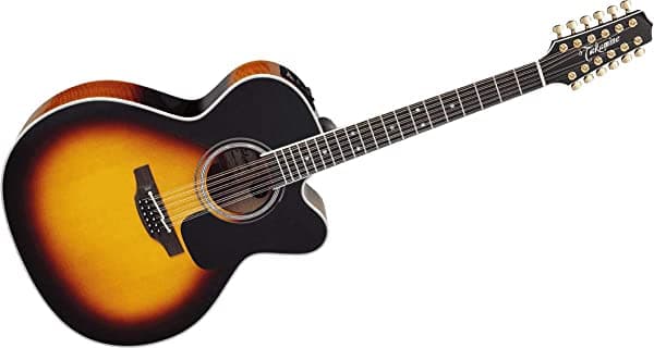 Takamine Pro Series 6 Jumbo Cutaway Guitarra Electroacústica De 12 Cuerdas Guitarra Rayo De Sol TAKP6JC12BSB