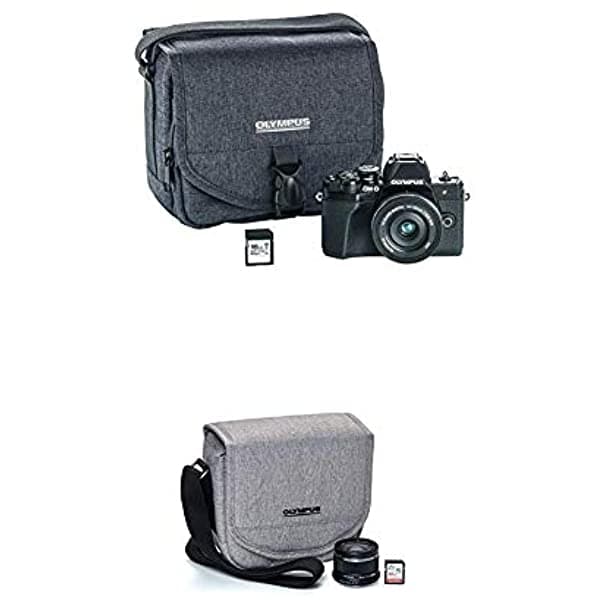 Olympus OM-D E-M10 Mark III Kit de Cámara con Lente EZ de 14-42mm (Negro), Bolso para Cámara y Tarjeta de Memoria, Wi-Fi Habilitado, Video 4K, EE. UU., Solo con Kit Step Up