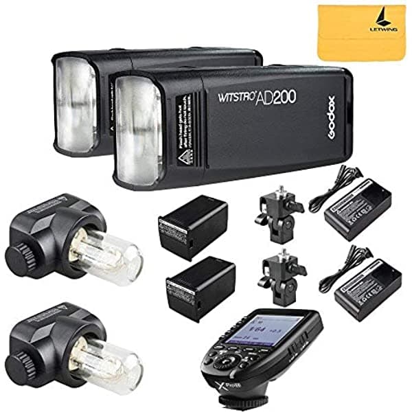 Godox AD200 TTL 2.4G HSS 1/8000s 2 Piezas de Luz Flash de Bolsillo de Doble Cabeza 200 W con Batería de Litio de 2900 mAh + Godox Xpro-N Inalámbrico Disparador de Flash Transmisor Compatible para Nikon