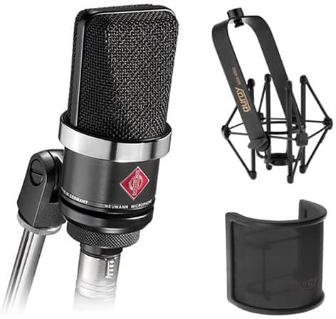 Neumann Tlm-102 Micrófono De Condensador De Estudio De Diafragma Grande (Negro) Con Soporte De Suspensión Y Filtro Pop