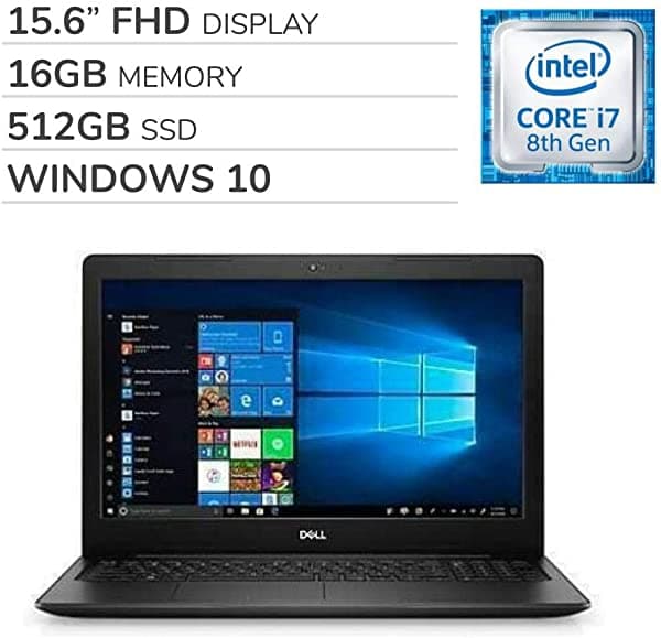 Notebook Dell Inspiron 15 2019 Premium de 15.6" FHD, 4 Núcleos Intel i7-8565U, 16 GB de RAM, 512 GB SSD, Sin DVD, Cámara Web, Bluetooth, Wi-Fi, HDMI, Windows 10