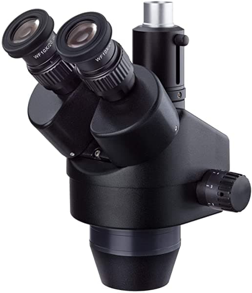 Amscope Cabezal De Microscopio Estéreo 7X-45X Trinocular Zoom Con Acabado Negro