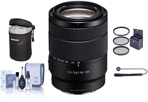 Sony 18 - 135 °F/3.5 - 6.3 Oss E-Mount Nex Lente De La Cámara - Bundle Con Kit De Filtros Lente Funda Kit De Limpieza Capleash Ii 18-135mm OSS E-Mount
