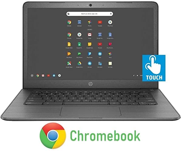 HP 14-inch Chromebook - Portátil con Pantalla Táctil HD (Intel Celeron N3350 hasta 2.4GHz, 4GB de RAM, 32GB de Memoria Flash, WiFi, Cámara HD, Bluetooth, Hasta 10 hrs de Duración de Batería, Chrome OS, Negro)
