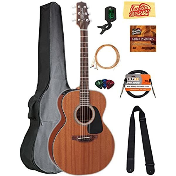 Takamine GX11MENS 3/4 Travel NEX-Mini Electroacústica Bundle con Gig Bag, Cable, Afinador de Guitarra, Correa, Cuerdas, Púas, Austin Bazar DVD Instructivo, Gamuza GX11MENS-COMBO-DLX