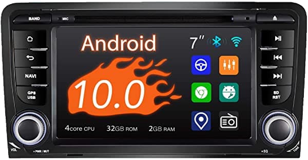 Amaseaudio Android 11 - Estéreo para Auto 2 Din para Audi A3 S3 Pantalla Táctil de 7 Pulgadas DSP+ Compatible con Apple CarPlay Android Auto / GPS Navi / HD1080P / Arranque Rápido / Cámara de Retroceso / OBDII