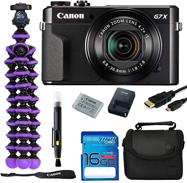 Pixibytes Canon Powershot G7 X Mark Ii 20.1Mp Kit De Cámara Digital Con Trípode De Araña Y Tarjeta De Memoria De 16 Gb