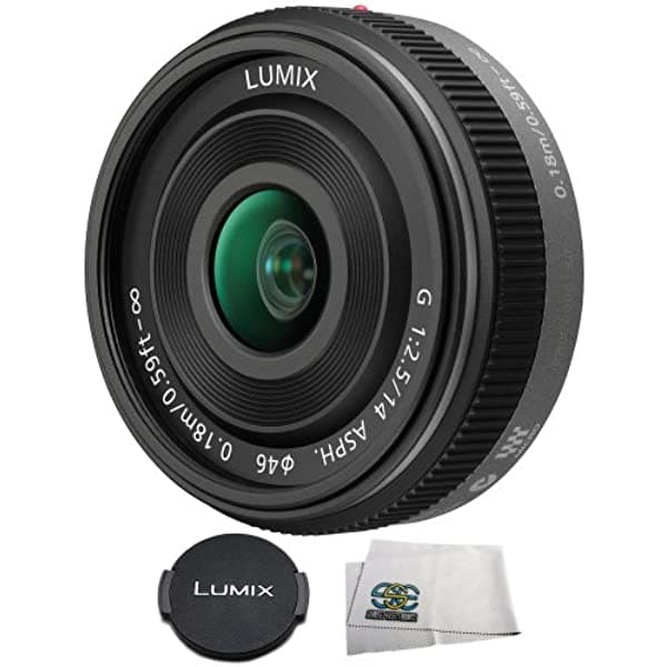 Panasonic Lumix 14mm f/2.5 G Lente Asférica para Cámaras de Lentes Intercambiables Micro Cuatro Tercios (Descontinuado por el Fabricante) H-H014AK