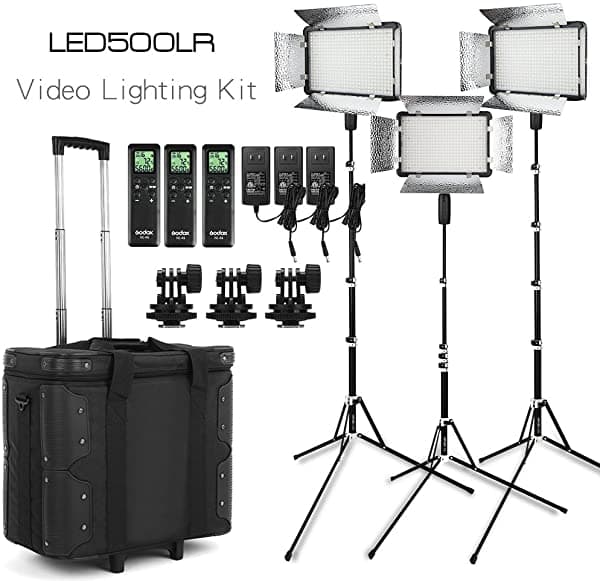 Godox Led500Lrc 3300-5600K - Juego De 3 Luces Led Con Soporte Para Luz Y Bolsa De Transporte