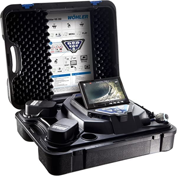Wohler 8927 Vis350 Plus - Sistema De Cámara De Inspección Visual (Ángulo De 180° Inclinación De 360° Cabezal De Cámara Desmontable De 1 1/2" Cabezal De Cámara De 1" Tarjeta Sd Y Cable Mini Usb)
