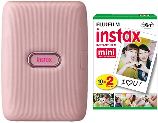 Impresora Fujifilm Instax Mini Link Smartphone (Rosa Oscuro) + Película Fuji Instax Mini (40 Hojas) Paquete De Impresora Instax Mini