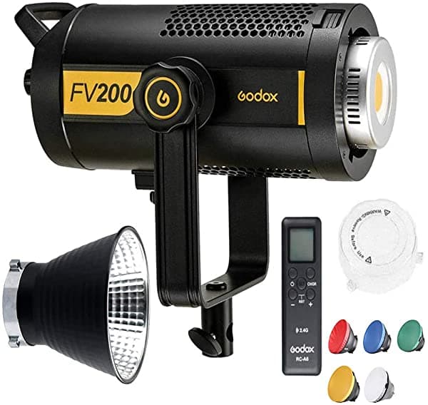 Godox Fv200 200W High Speed Sync Flash & Continuous Led Light Cri 95+ Tcli 96+ 18000Lux 1/8000S Hss Built-In Godox 2.4G System 1/8-1/1 Power Output 8 Fx Special Efecto Modes