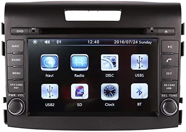 LPTANG Monitor con Pantalla Táctil de 7" GPS Sistema de Navegación para Honda CRV CR-V 2012 2013 2014 2015 Estéreo para Auto Reproductor de DVD + Radio + Bluetooth Control del Volante + SD/USB + Aux In + Cámara de Retroceso Gratis