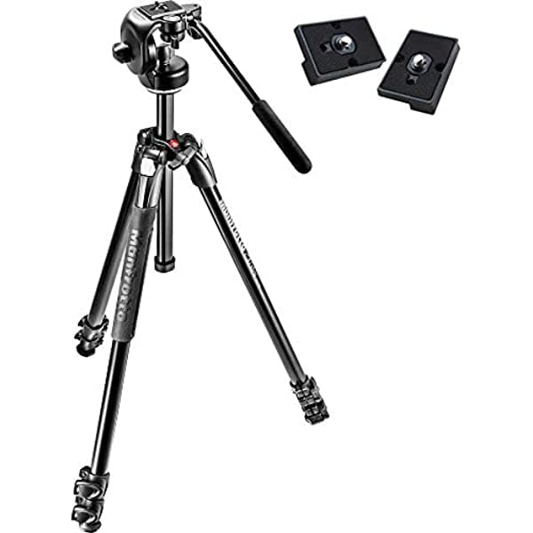 Manfrotto Mk290 Series Trípode Y Jefe Kit (Negro) Con Dos Bonus Zaykir Rc2 Quick Release Plates