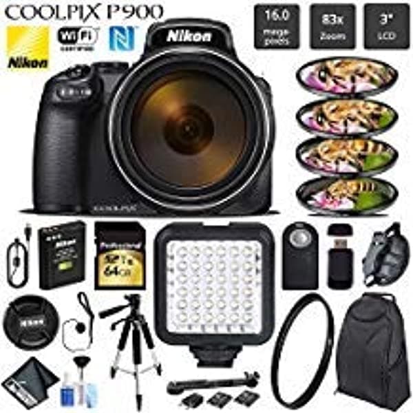 ELECTRONICS BASKET Nikon Coolpix P900 Cámara Digital 16 Mp 83 X Zoom Óptico & Wi-Fi Integrado + Luz Led + Kit De Filtro Macro + Filtro De Protección Uv + Mando Inalámbrico + Trípode - Versión Internacional