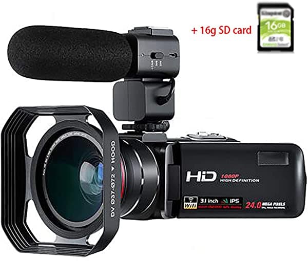 Wxjha - Cámara De Vídeo Para Videocámara Full Hd 1080P 30Fps De 30 Pulgadas Ips Con Pantalla Táctil Digital Wifi Con Micrófono Lente Gran Angular