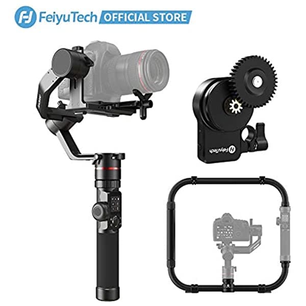 FeiyuTech AK2000 Estabilizador Gimbal de Cámara de Mano de 3 Ejes para Sony/Canon/Panasonic/Nikon con Kit de Seguimiento de Enfoque Sin Escobillas y Doble Agarre